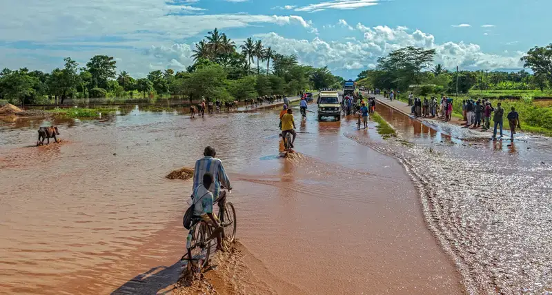 Flooded road in Africa